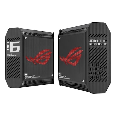 Image of ASUS ROG Rapture GT6 WiFi 6 Mesh System Schwarz Promo 1x Router + 1x Satellit, AX10000 Tri-Band, 3x Gigabit LAN (pro Einheit)