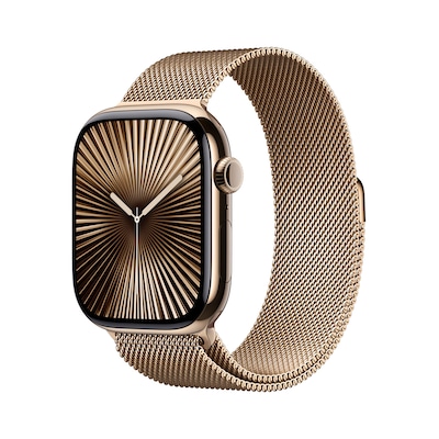 Image of Apple Watch S10 Gold Titanium Milanese Loop Gold - S/M GPS + Cellular 46mm MC7T4QF/A 2024