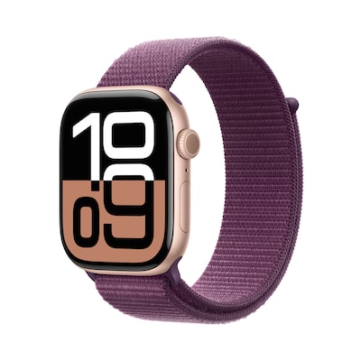 Image of Apple Watch S10 Roségold Aluminium Sport Loop Pflaume GPS + Cellular 46mm MWY83QF/A 2024