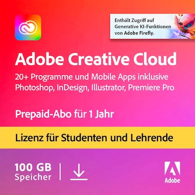 Image of Adobe Creative Cloud All Apps | Studierende und Lehrende | 1 Jahr | 100GB | PC/Mac