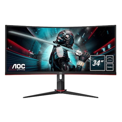 Image of AOC CU34G2X Gaming Monitor - Curved, UWQHD, FreeSync, 144 Hz