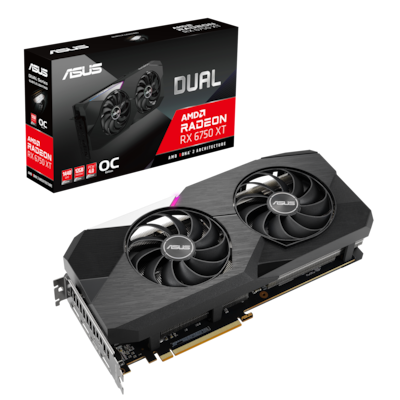 Image of Asus DUAL Radeon RX 6750 XT OC 12GB Grafikkarte - RDNA 2, HDMI, 3x DP