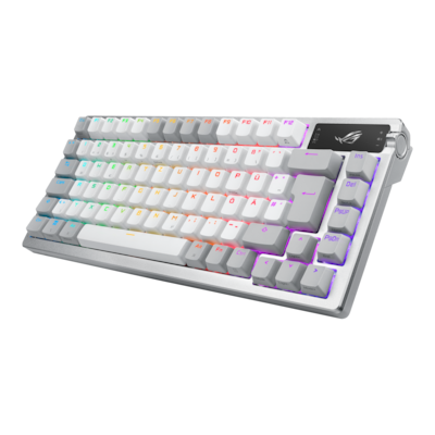 Image of ASUS ROG Azoth White RGB Gaming Tastatur mit 75% Layout - kabellose RGB Gaming Tastatur im Layout 75% mit Bluetooth und einem OLED Display zum ablesen