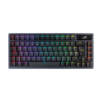 Image of ASUS ROG Azoth RGB Gaming Tastatur mit 75% Layout - kabellose RGB Gaming Tastatur im Layout 75% mit Bluetooth und einem OLED Display zum ablesen von S