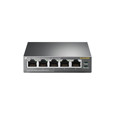 Image of TP-Link SG1005P Unmanaged Switch 5x Gigabit Ethernet, 4x PoE, 56W