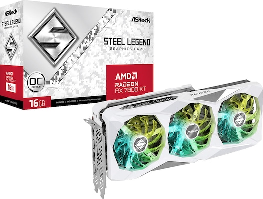 Image of ASRock Steel Legend Radeon RX 7800 XT OC Grafikkarte - 16GB GDDR6, 1x HDMI, 3x DP