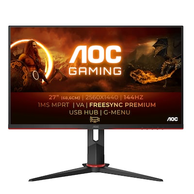 Image of AOC Q27G2U/BK Gaming Monitor - WQHD, 144 Hz, FreeSync Premium