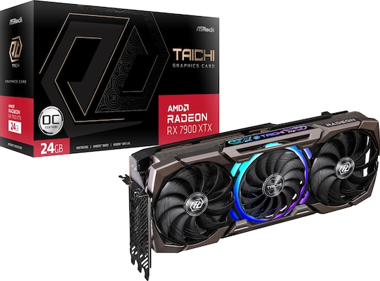 Image of ASRock Radeon RX 7900 XTX Taichi OC Grafikkarte - 24GB GDDR6, HDMI, 3x DP