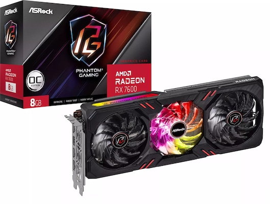 Image of Asrock Radeon RX 7600 Phantom Gaming 8GO OC Grafikkarte - 8GB GDDR6, 1x HDMI, 3x DP