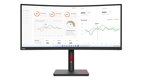 Image of Lenovo ThinkVision T34w-30 (34) 3440x1440 USB-C/DP/HDMI [Energieklasse F] (63D4GAT1EU)