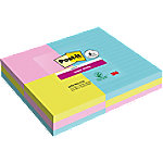 Image of Post-it Post-it Super Sticky Haftnotizen 152 x 101 mm Blau, Grün, Pink Rechteckig Liniert 9 Stück à 90 Blatt