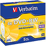 Image of 1x5 Verbatim DVD+RW 4,7GB 4x Speed, matt silver Jewel Case