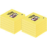 Image of Post-it Super Sticky Notes Haftnotizen 76 x 76 mm gelb 90 Blatt Vorteilspack 12 Blöcke + 12 Blöcke GRATIS